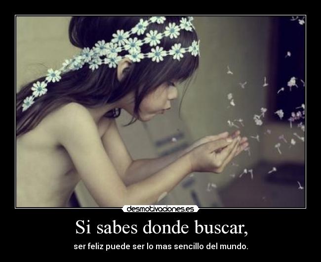 Si sabes donde buscar, - ser feliz puede ser lo mas sencillo del mundo.