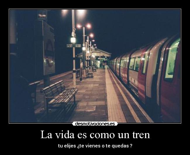 La vida es como un tren - tu elijes ¿te vienes o te quedas ?
