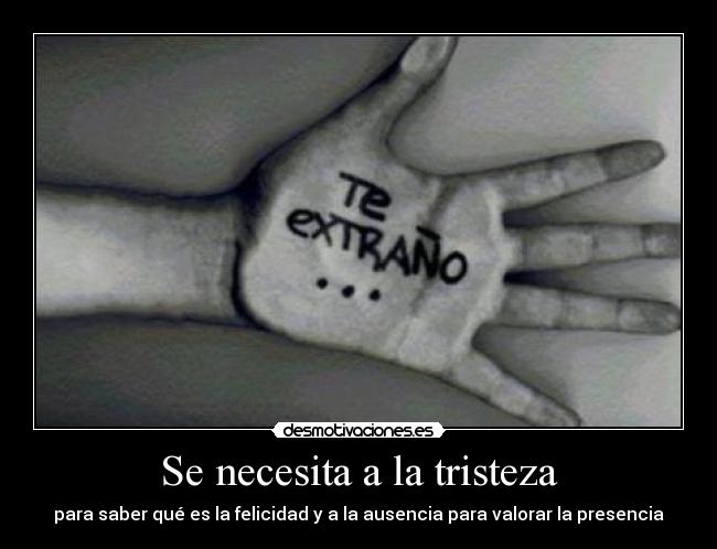 Se necesita a la tristeza - para saber qué es la felicidad y a la ausencia para valorar la presencia