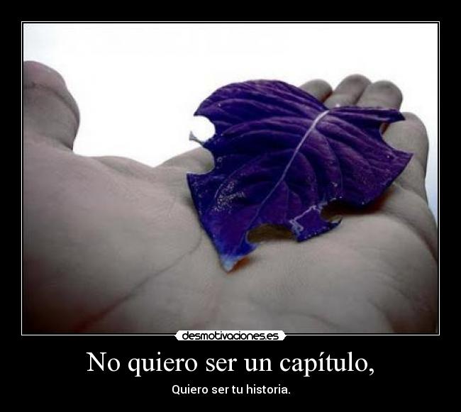No quiero ser un capítulo, - Quiero ser tu historia.