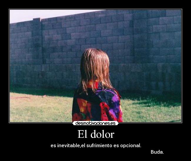 El dolor - es inevitable,el sufrimiento es opcional.
Buda.