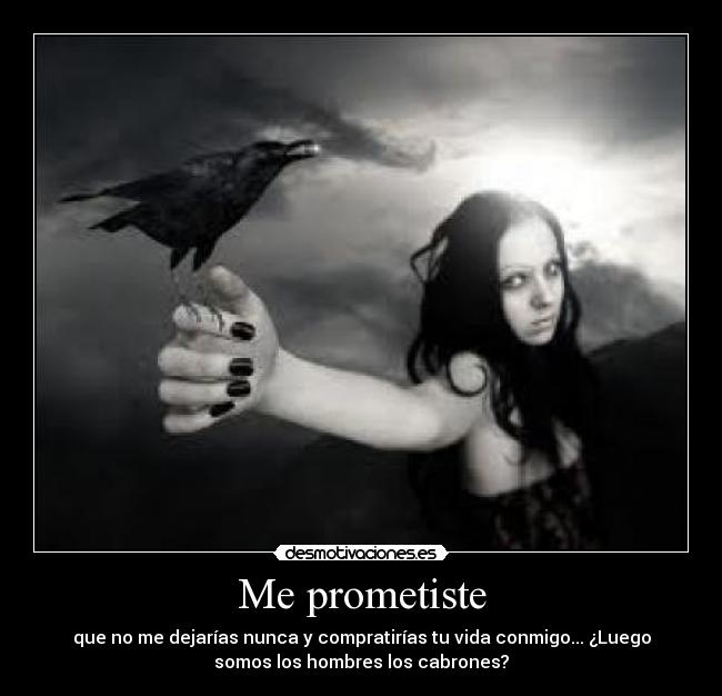 Me prometiste - que no me dejarías nunca y compratirías tu vida conmigo... ¿Luego
somos los hombres los cabrones?