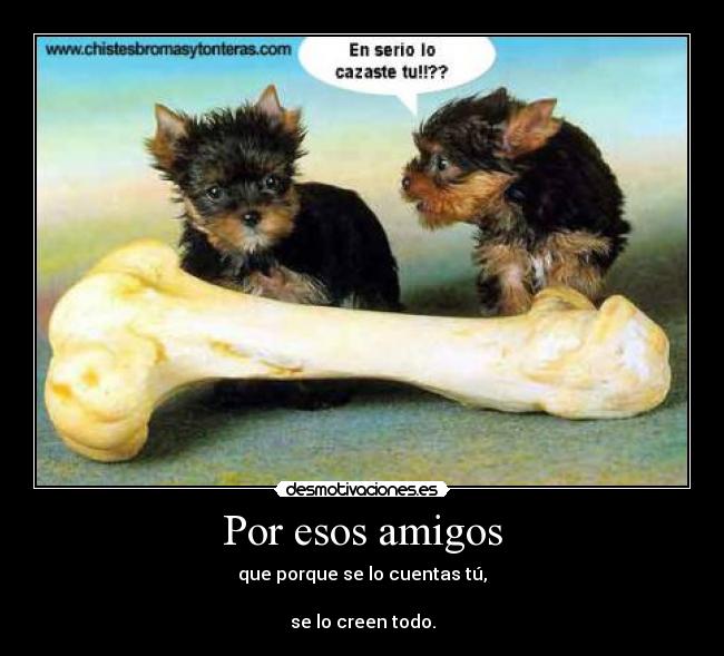 Por esos amigos - que porque se lo cuentas tú,
se lo creen todo.
