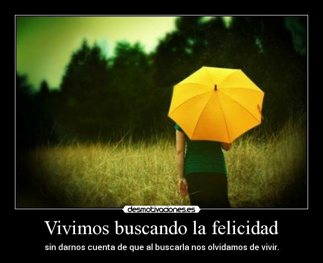 Vivimos buscando la felicidad - sin darnos cuenta de que al buscarla nos olvidamos de vivir.