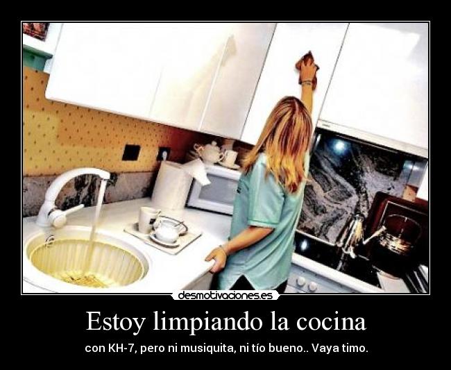 Estoy limpiando la cocina - con KH-7, pero ni musiquita, ni tío bueno.. Vaya timo.