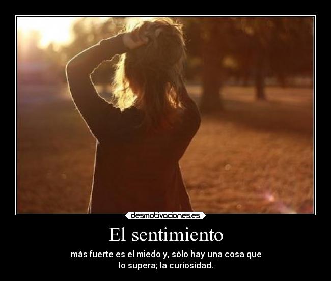 El sentimiento - más fuerte es el miedo y, sólo hay una cosa que
lo supera; la curiosidad.