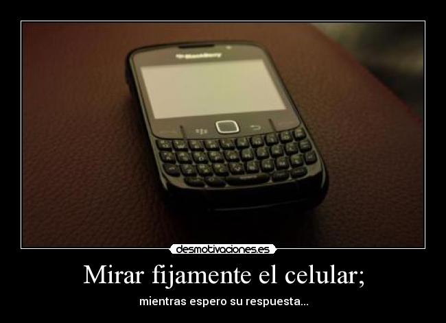 Mirar fijamente el celular; - mientras espero su respuesta...