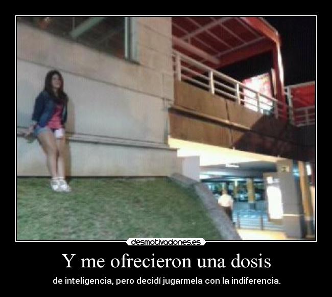 Y me ofrecieron una dosis - de inteligencia, pero decidí jugarmela con la indiferencia.