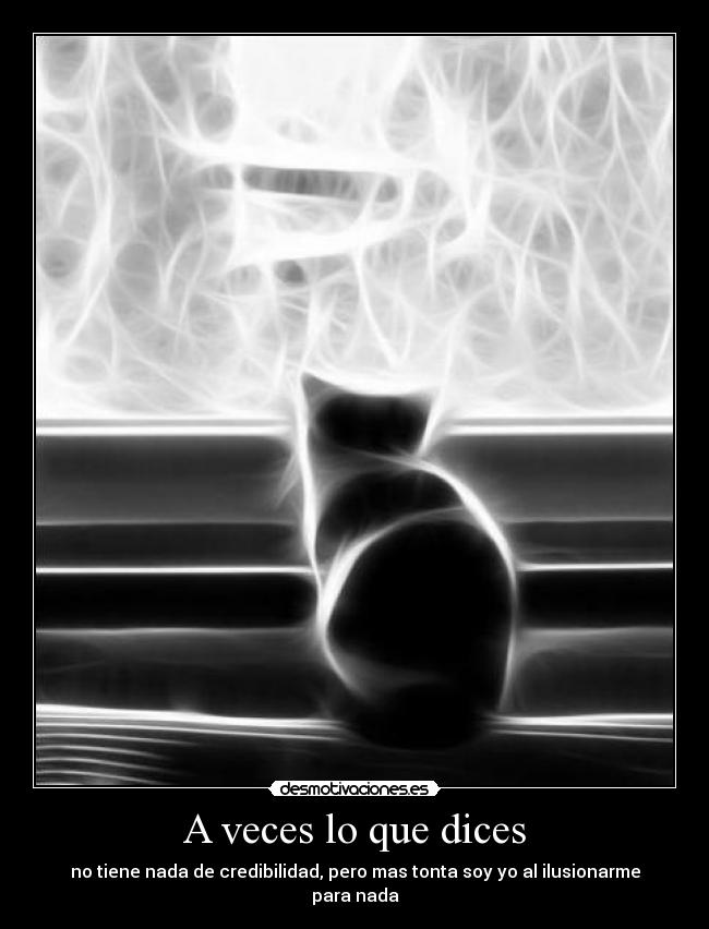 A veces lo que dices - no tiene nada de credibilidad, pero mas tonta soy yo al ilusionarme para nada