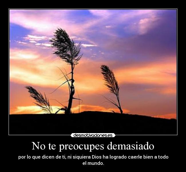 No te preocupes demasiado - por lo que dicen de ti, ni siquiera Dios ha logrado caerle bien a todo el mundo.