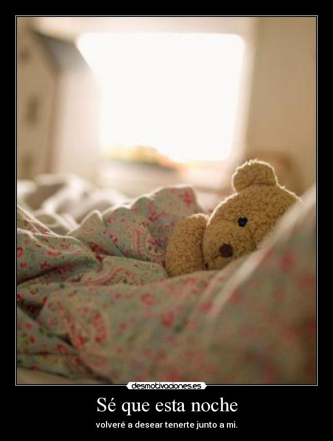 Sé que esta noche - volveré a desear tenerte junto a mi.