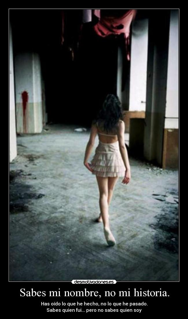 Sabes mi nombre, no mi historia. - Has oído lo que he hecho, no lo que he pasado.
Sabes quien fui... pero no sabes quien soy