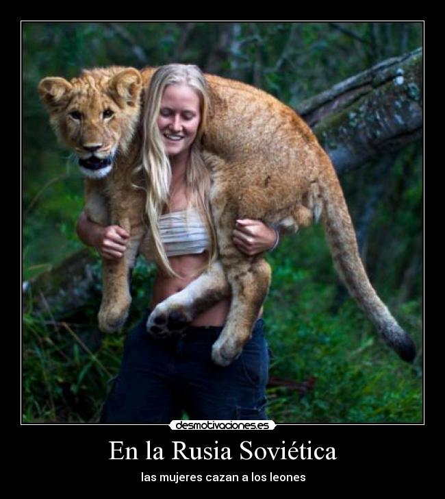 carteles rusia sovietica cazar leona mujer desmotivaciones