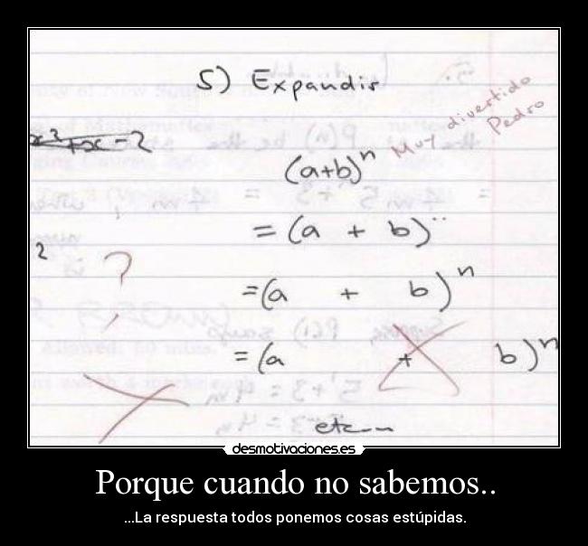 Porque cuando no sabemos.. - ...La respuesta todos ponemos cosas estúpidas.
