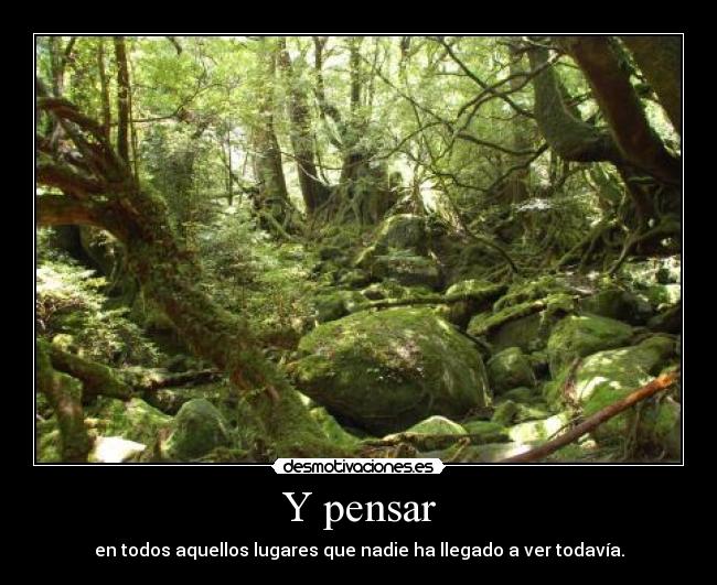 Y pensar - en todos aquellos lugares que nadie ha llegado a ver todavía.