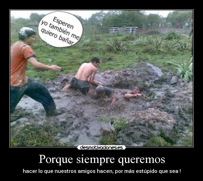 Porque siempre queremos - hacer lo que nuestros amigos hacen, por más estúpido que sea !