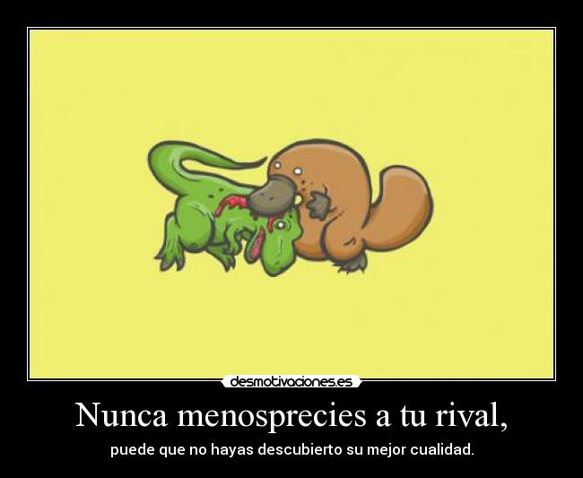 Nunca menosprecies a tu rival, - puede que no hayas descubierto su mejor cualidad.