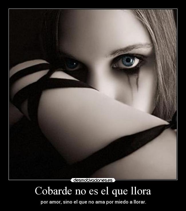 Cobarde no es el que llora - por amor, sino el que no ama por miedo a llorar.