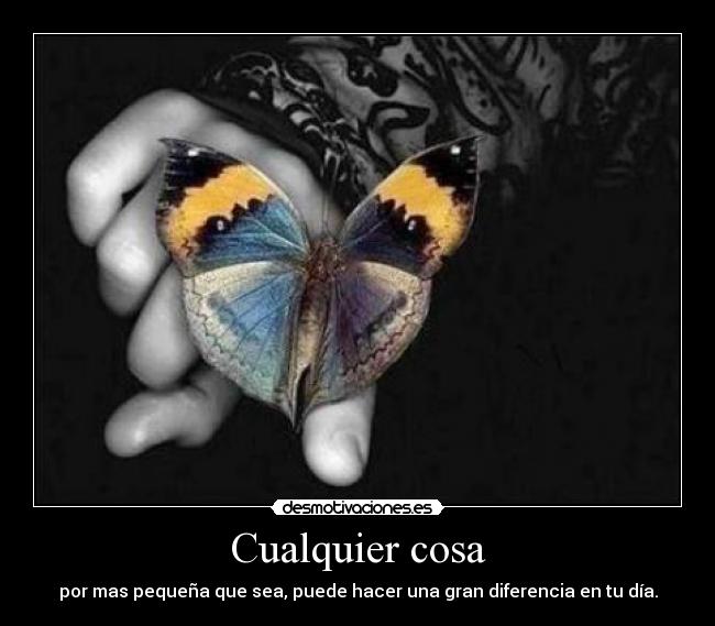 Cualquier cosa - por mas pequeña que sea, puede hacer una gran diferencia en tu día.