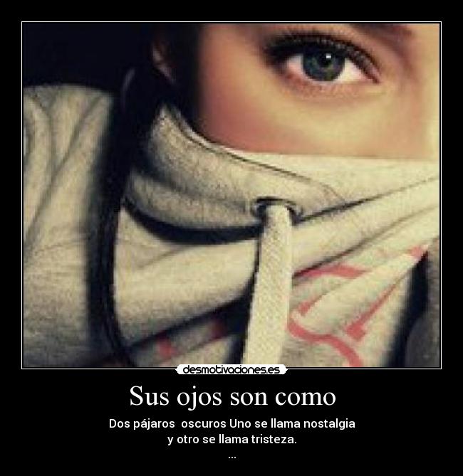 Sus ojos son como - Dos pájaros oscuros Uno se llama nostalgia
y otro se llama tristeza.
...