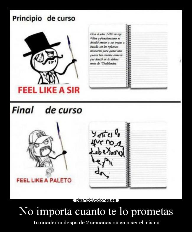 No importa cuanto te lo prometas -