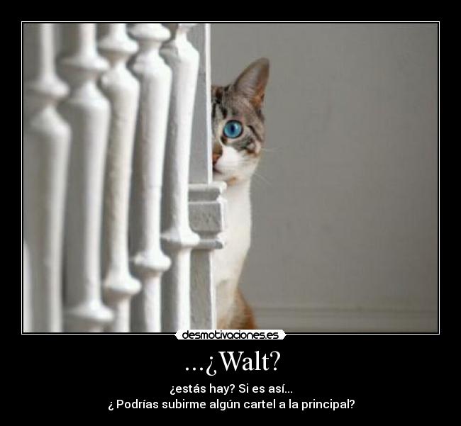 ...¿Walt? - ¿estás hay? Si es así...
¿ Podrías subirme algún cartel a la principal?