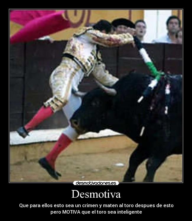 Desmotiva - Que para ellos esto sea un crimen y maten al toro despues de esto
pero MOTIVA que el toro sea inteligente