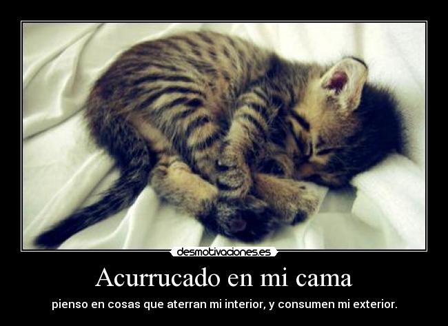 Acurrucado en mi cama - pienso en cosas que aterran mi interior, y consumen mi exterior.