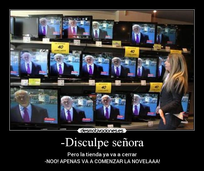 -Disculpe señora - Pero la tienda ya va a cerrar
-NOO! APENAS VA A COMENZAR LA NOVELAAA!