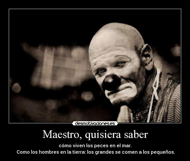 Maestro, quisiera saber - cómo viven los peces en el mar.
Como los hombres en la tierra: los grandes se comen a los pequeños.