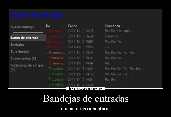 Bandejas de entradas - que se creen semáforos