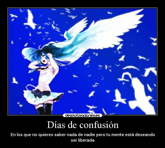 Días de confusión - En los que no quieres saber nada de nadie pero tu mente está deseando ser liberada