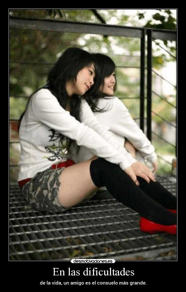 En las dificultades - de la vida, un amigo es el consuelo más grande.