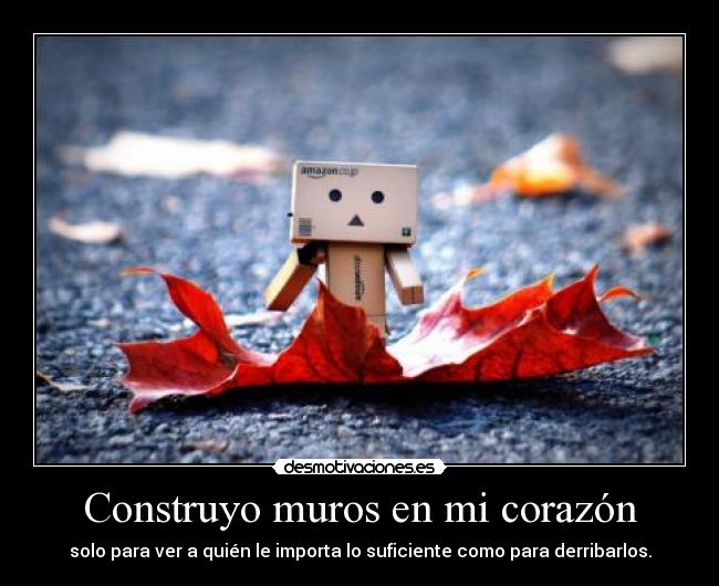Construyo muros en mi corazón - solo para ver a quién le importa lo suficiente como para derribarlos.
