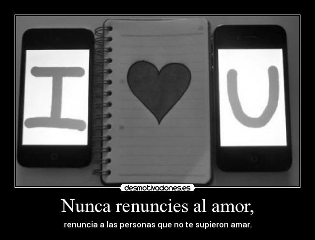 Nunca renuncies al amor, - renuncia a las personas que no te supieron amar.