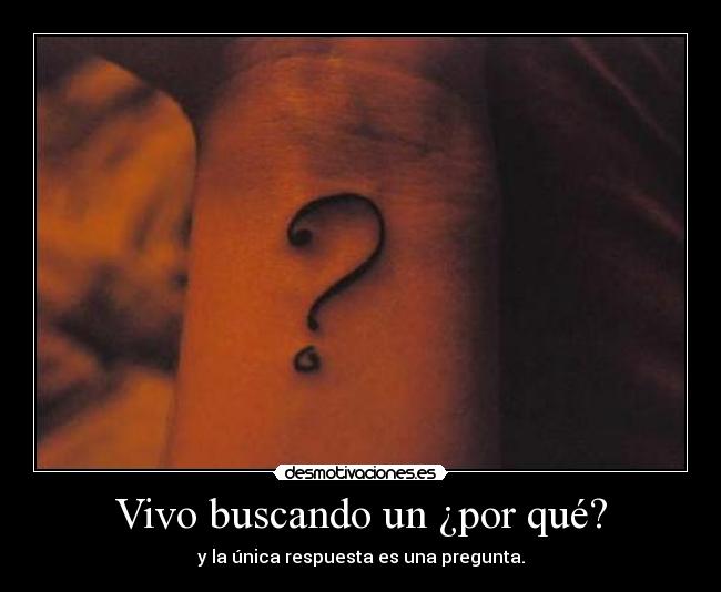 Vivo buscando un ¿por qué? - y la única respuesta es una pregunta.