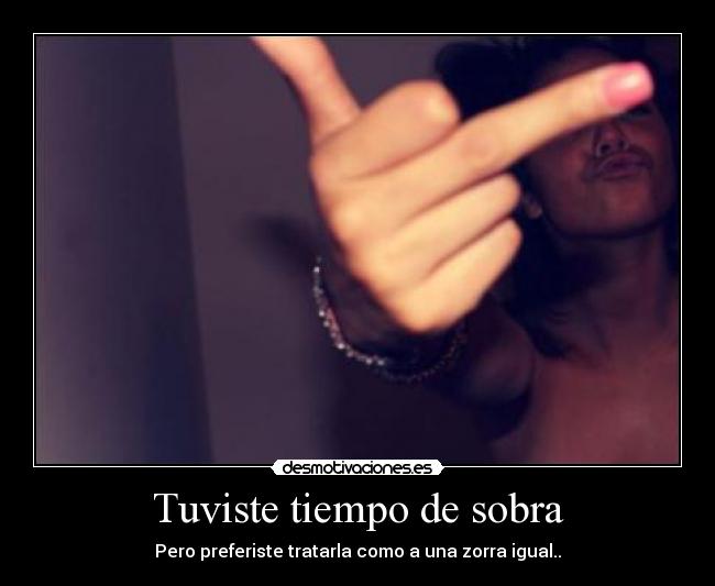 Tuviste tiempo de sobra - Pero preferiste tratarla como a una zorra igual..