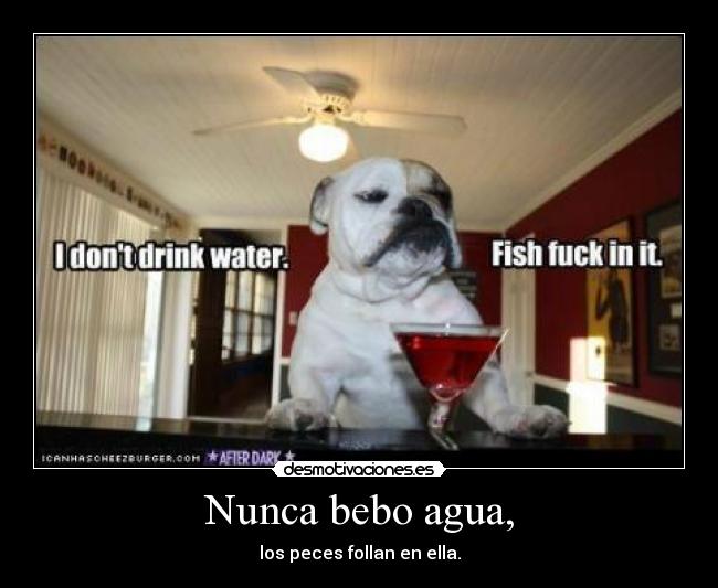 Nunca bebo agua, -