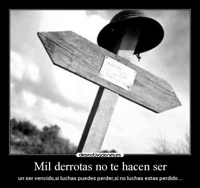 Mil derrotas no te hacen ser - un ser vencido,si luchas puedes perder,si no luchas estas perdido ...