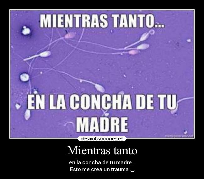 Mientras tanto - en la concha de tu madre...
Esto me crea un trauma ._.