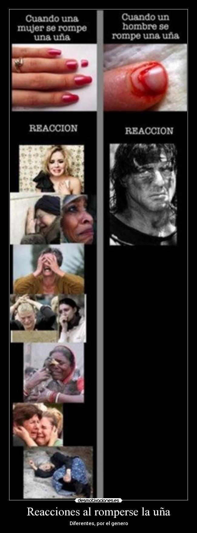 Reacciones al romperse la uña - Diferentes, por el genero