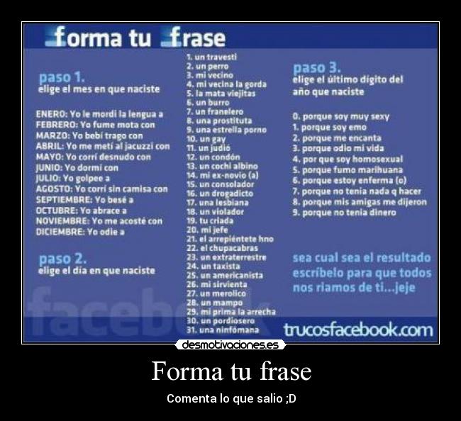 Forma tu frase - Comenta lo que salio ;D