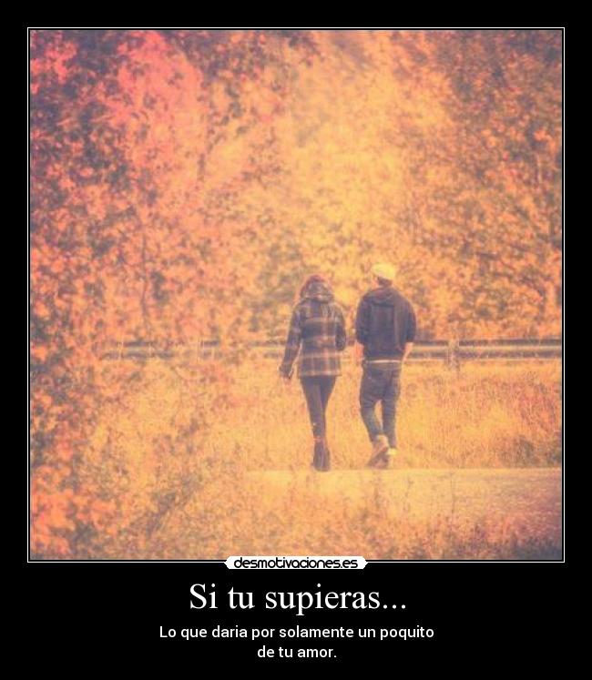 Si tu supieras... - Lo que daria por solamente un poquito
de tu amor.