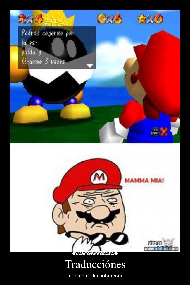 carteles mario mamma mia traducciones desmotivaciones