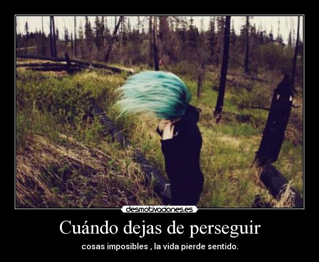 Cuándo dejas de perseguir - cosas imposibles , la vida pierde sentido.