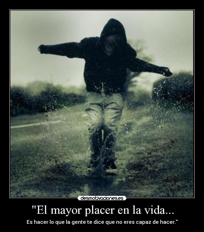 El mayor placer en la vida... - Es hacer lo que la gente te dice que no eres capaz de hacer.