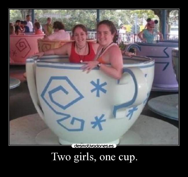 Two girls, one cup. - 