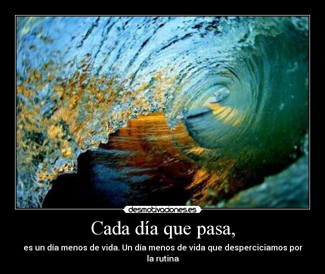 Cada día que pasa, - es un día menos de vida. Un día menos de vida que desperciciamos por la rutina