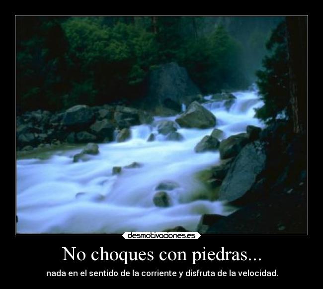 No choques con piedras... - nada en el sentido de la corriente y disfruta de la velocidad.