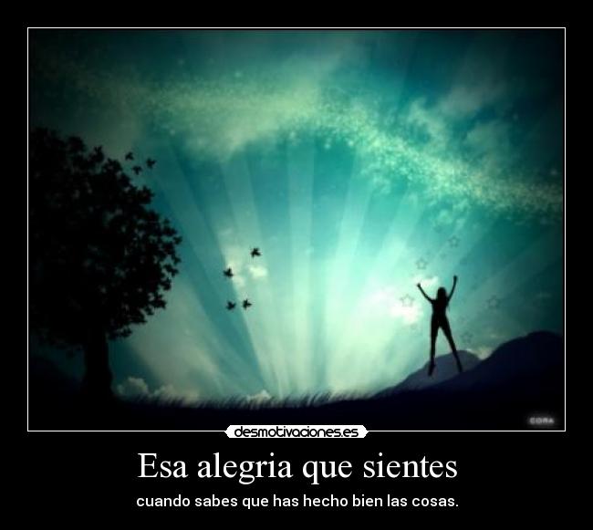 Esa alegria que sientes - cuando sabes que has hecho bien las cosas.